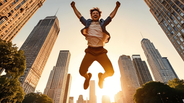a photo of a man jumping in the air