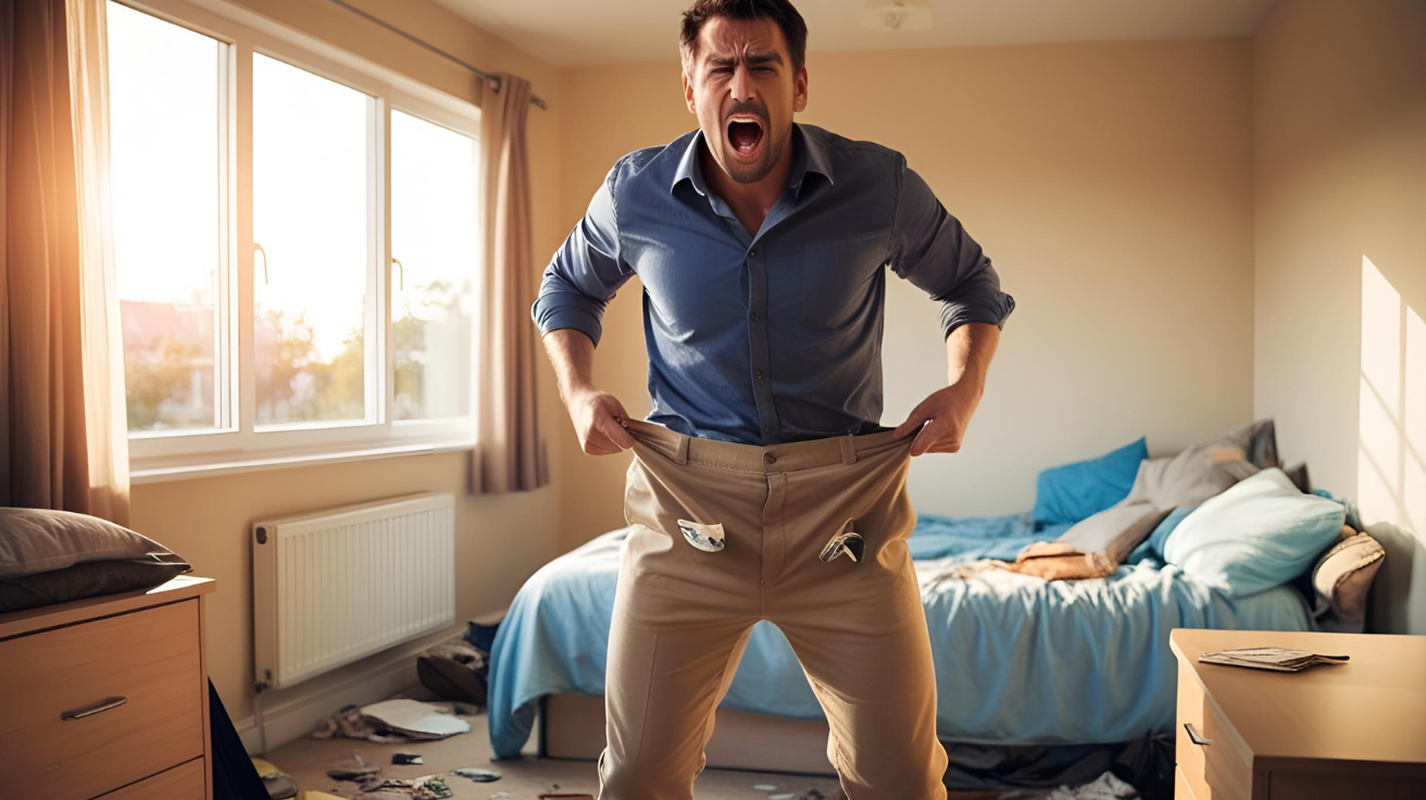 photo of a broke man yelling