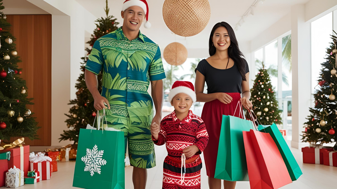 photo of a family shopping together