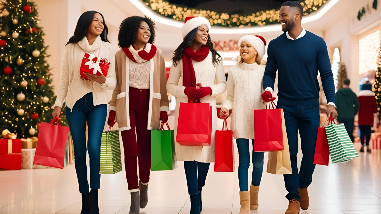 photo of a family shopping together