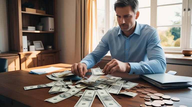 photo of a man budgeting his money