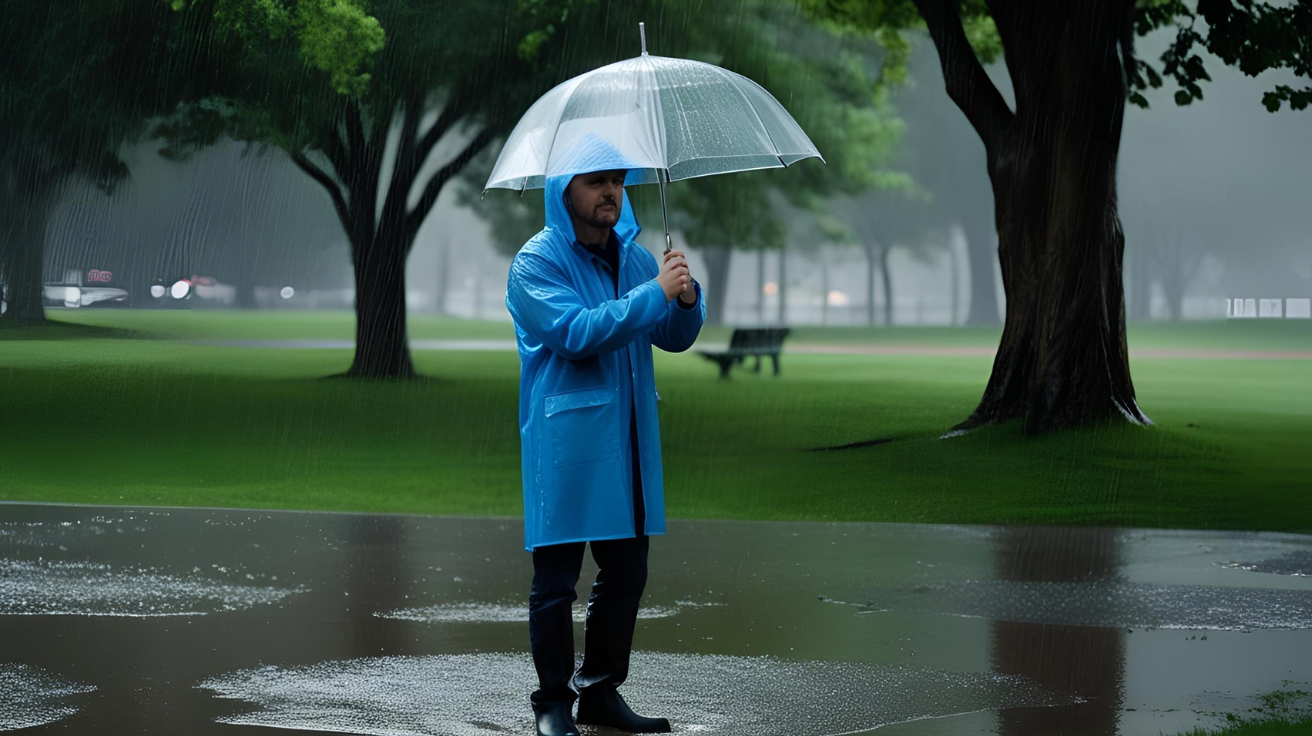 photo of a man under the rain