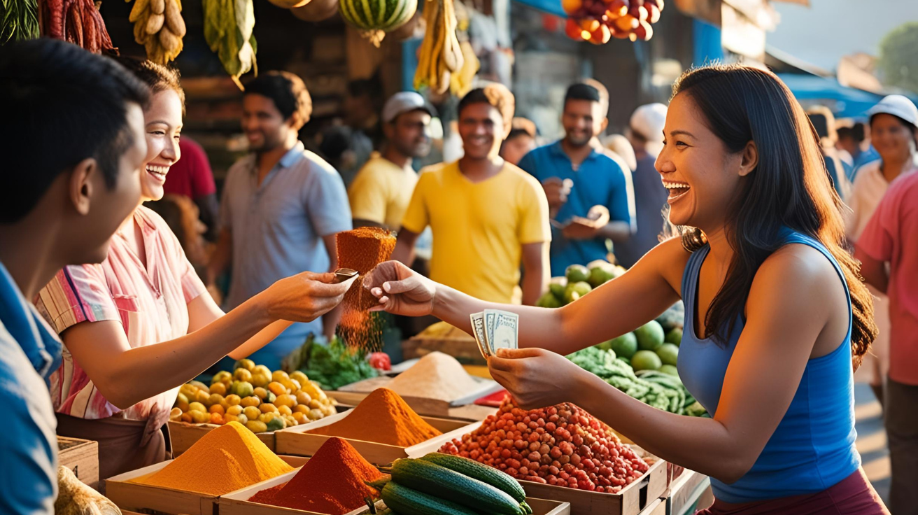 photo of a woman buying foodstuff