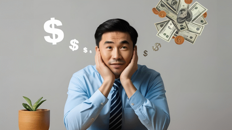 photo of a man thinking about money