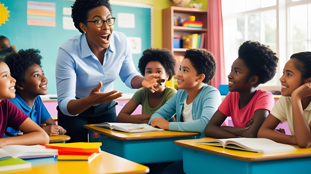 photo of teacher and students