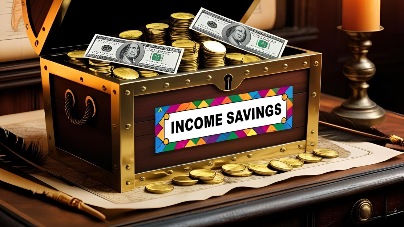 photo of income savings box